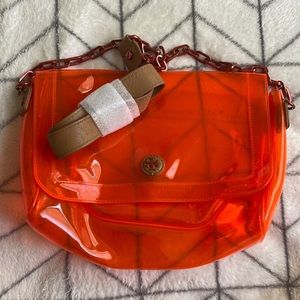 Vintage Tory Burch Orange Crossbody Transparent Bag With Strap